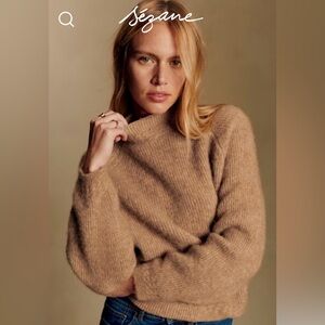 Sézane Otis Jumper in Camel - Baby Alpaca Blend Knit Sweater - Size M